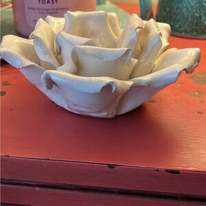 Elegant Cream Ceramic Flower Sculpture